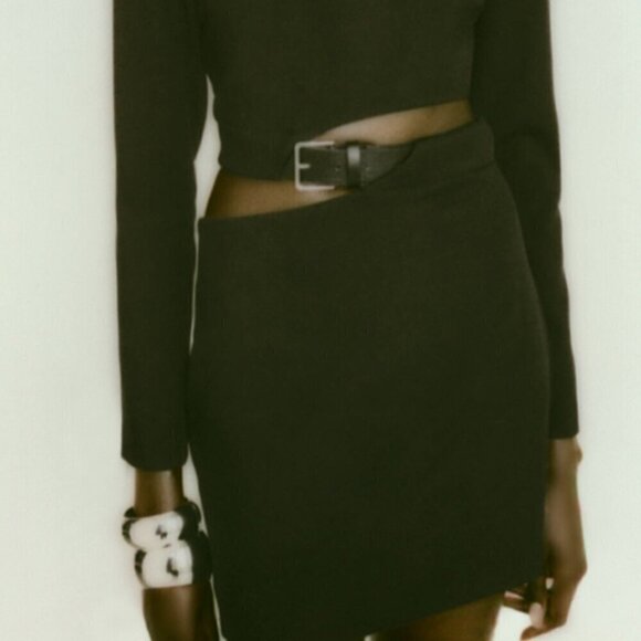 Zara Black Mini Dress with Belt Detail - Picture 6 of 8